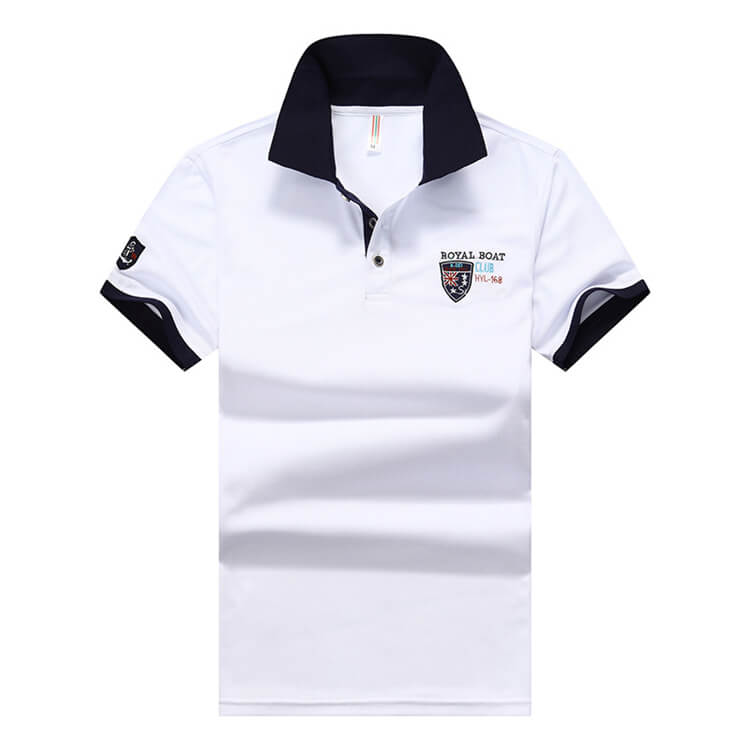 Wholesale M-4XL Men Casual Letter Embroidery Color Blocking Breathable Polo Shirt