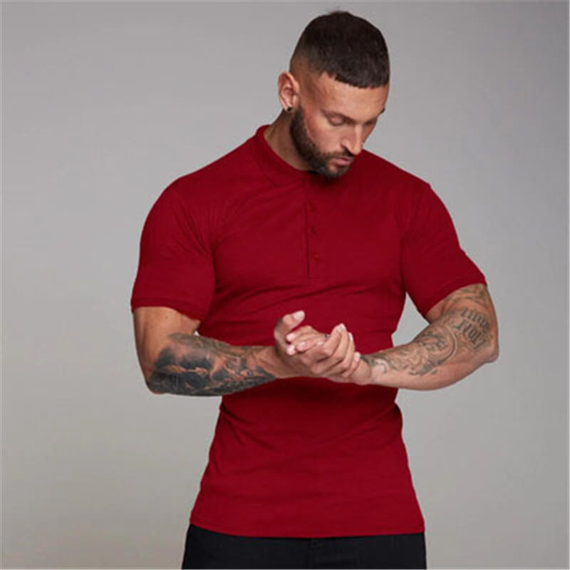 Wholesale M-3XL Men Fashion Solid Color Lapel Polo Shirt