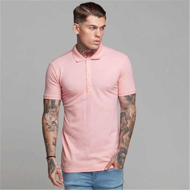 Wholesale M-3XL Men Fashion Solid Color Lapel Polo Shirt