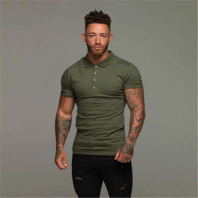 Wholesale M-3XL Men Fashion Solid Color Lapel Polo Shirt