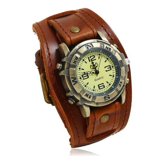 Wholesale Men Retro PU Band Watch