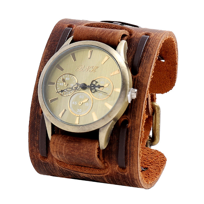 Wholesale Men Retro PU Bracelet Watch