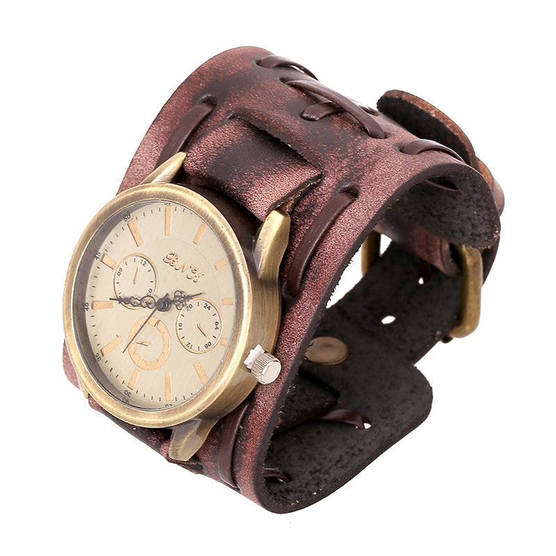 Wholesale Men Retro PU Bracelet Watch