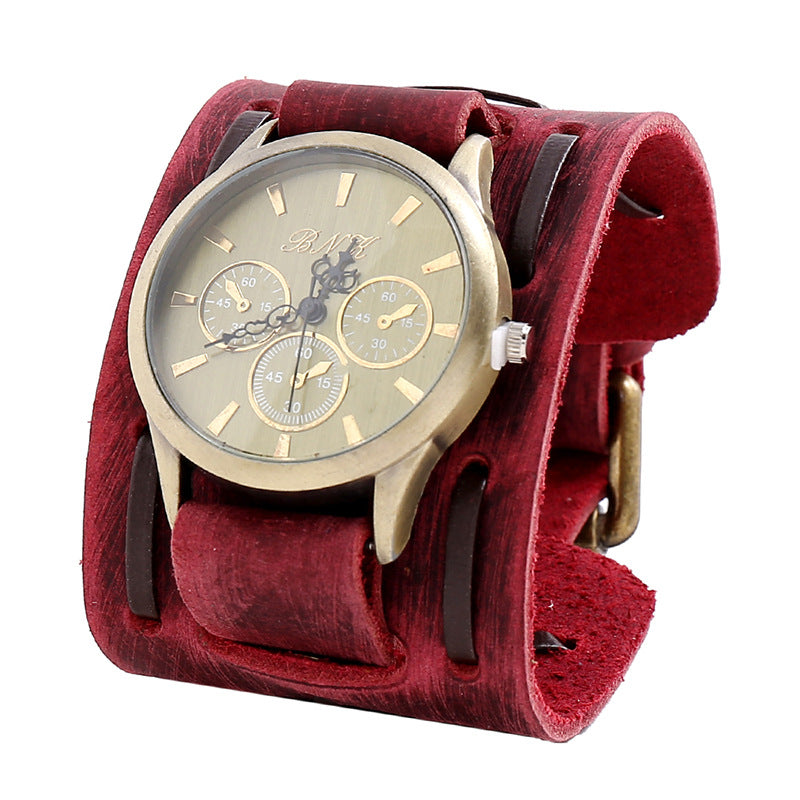 Wholesale Men Retro PU Bracelet Watch