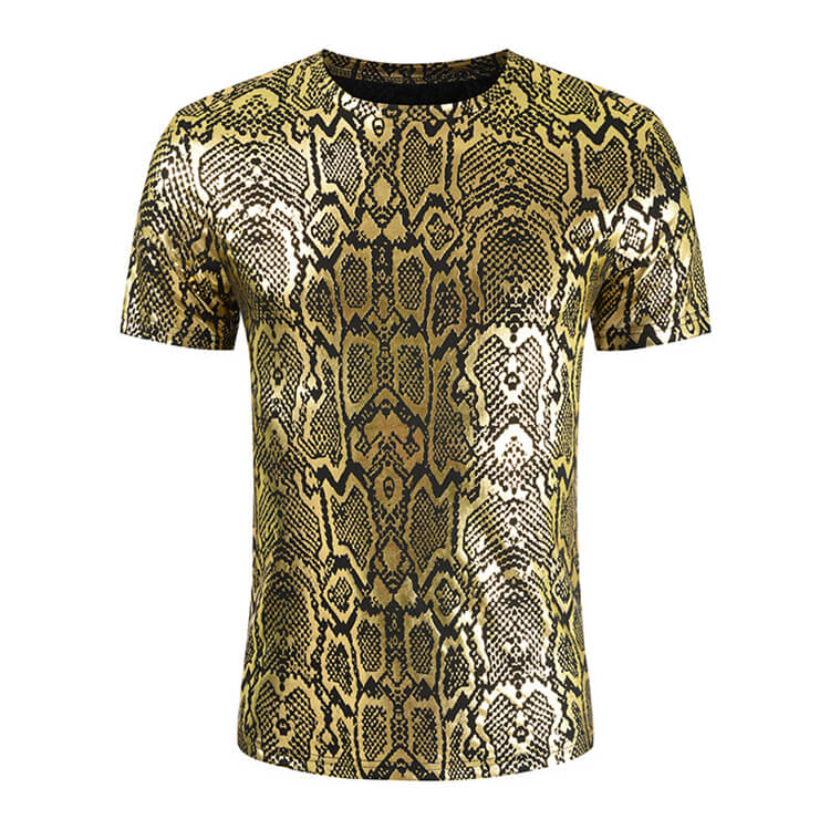 Wholesale M-3XL Men Fashion Snakeskin Pattern Printed Loose T-shirt