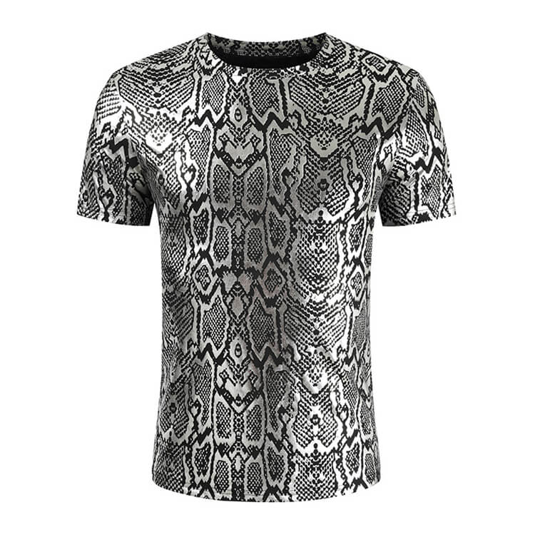 Wholesale M-3XL Men Fashion Snakeskin Pattern Printed Loose T-shirt