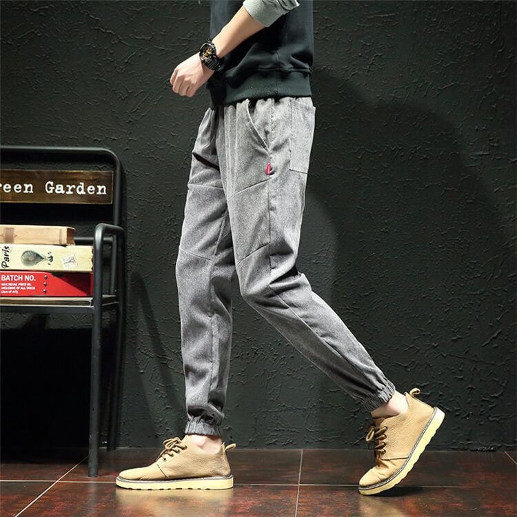 Wholesale M-5XL Men Fashion Solid Color Loose Drawstring Waist Jogger Pants