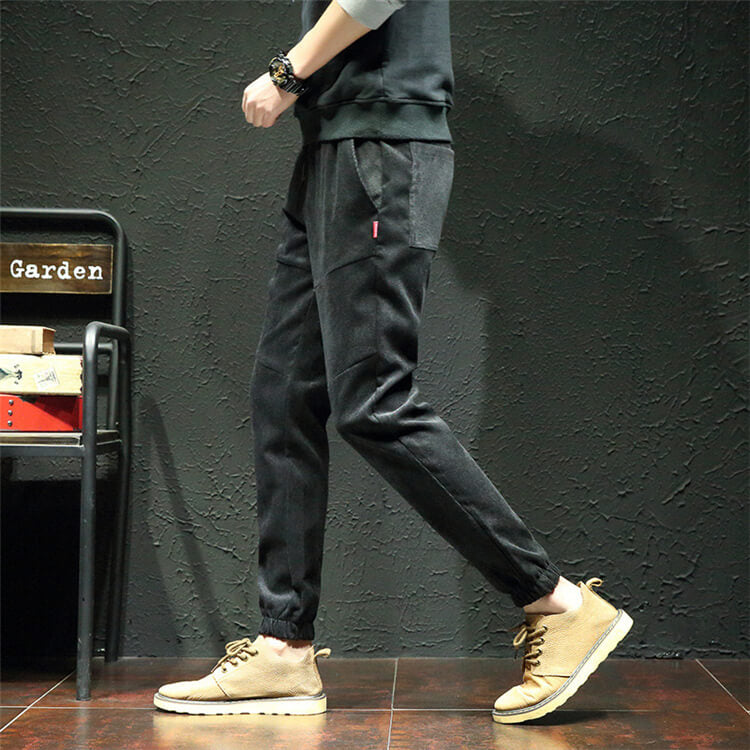 Wholesale M-5XL Men Fashion Solid Color Loose Drawstring Waist Jogger Pants