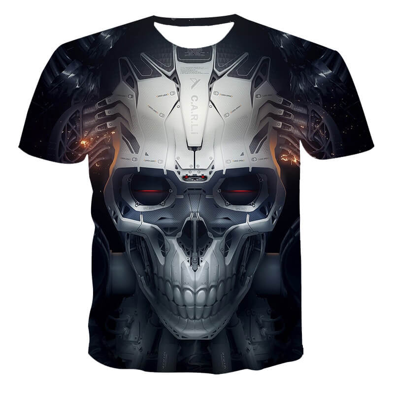 Wholesale 2XS-6XL Men Creative 3D Skull Loose Round Neck T-shirt