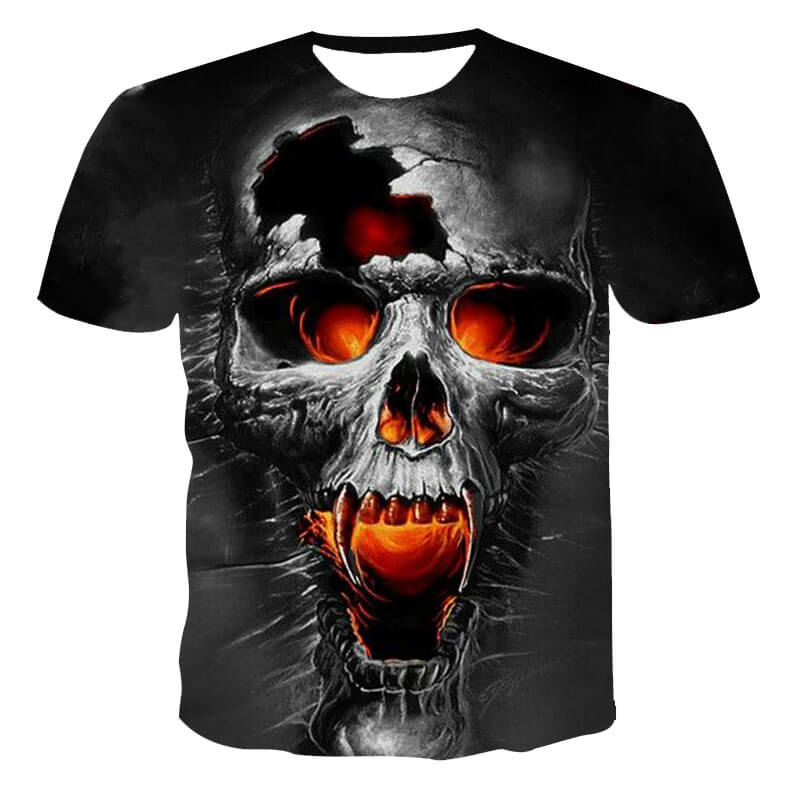 Wholesale 2XS-6XL Men Creative 3D Skull Loose Round Neck T-shirt