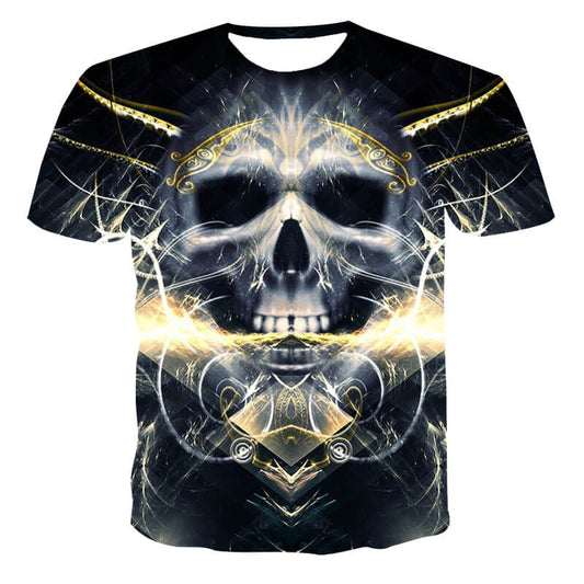 Wholesale 2XS-6XL Men Creative 3D Skull Loose Round Neck T-shirt