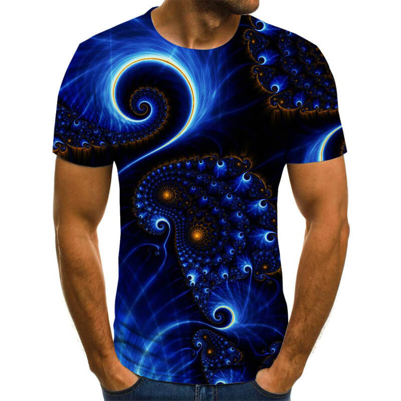 Wholesale 2XS-6XL Men Creative 3D Starry Sky Printed Round Neck T-shirt