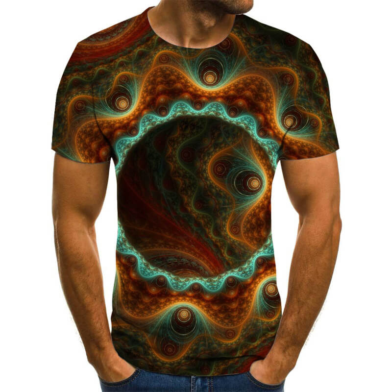 Wholesale 2XS-6XL Men Creative 3D Starry Sky Printed Round Neck T-shirt