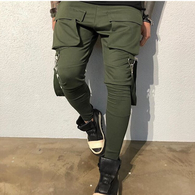 Wholesale M-3XL Men Casual Multi-Pocket Solid Color Sport Jogger Pants