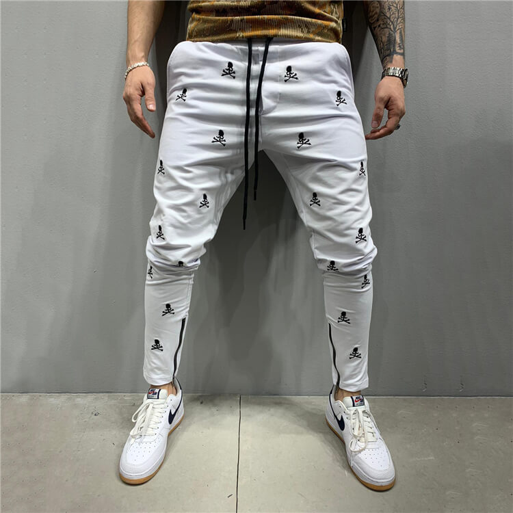 Wholesale M-3XL Men Fashion Embroidery Drawstring Waist Jogger Pants