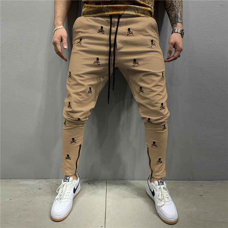 Wholesale M-3XL Men Fashion Embroidery Drawstring Waist Jogger Pants