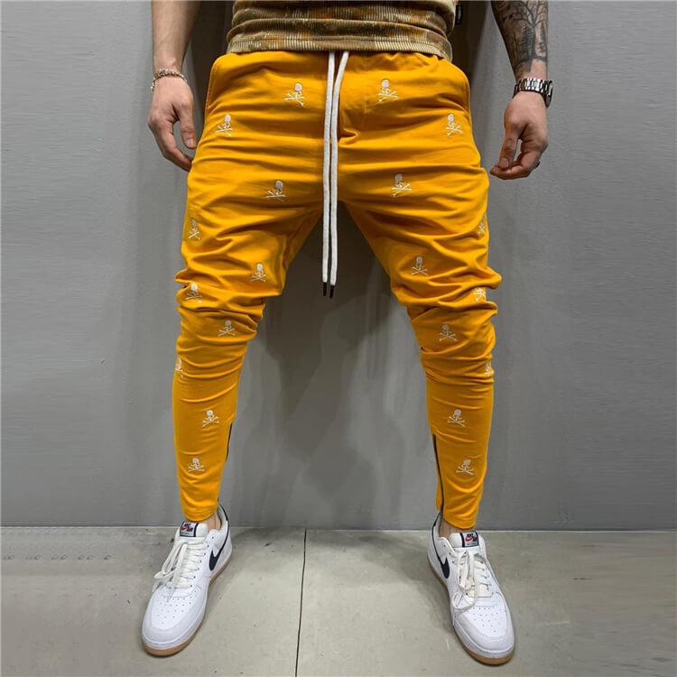 Wholesale M-3XL Men Fashion Embroidery Drawstring Waist Jogger Pants