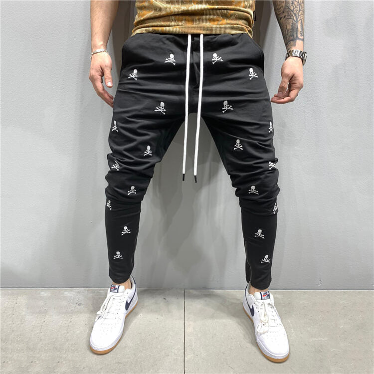 Wholesale M-3XL Men Fashion Embroidery Drawstring Waist Jogger Pants