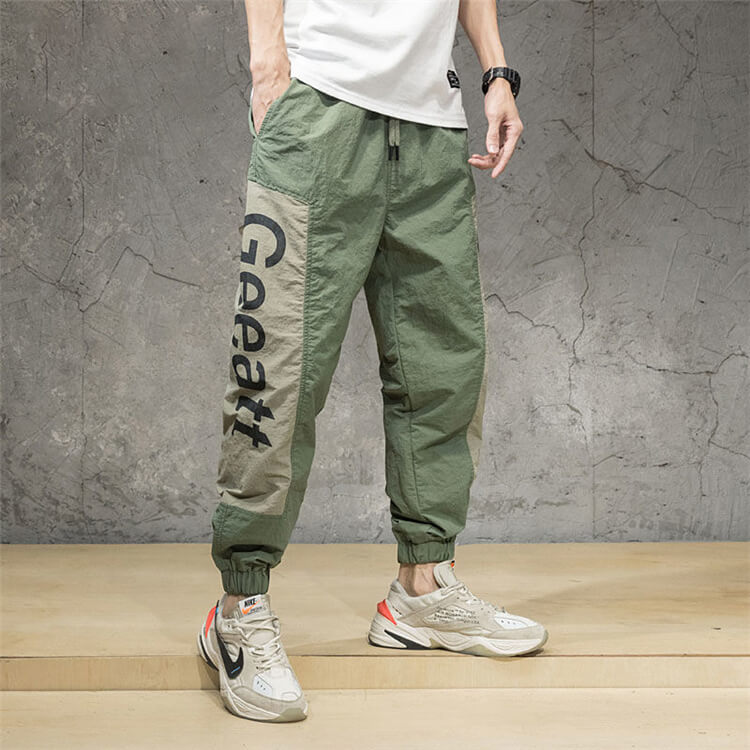 Wholesale S-3XL Men Creative Letter Printed Color Blocking Jogger Pants