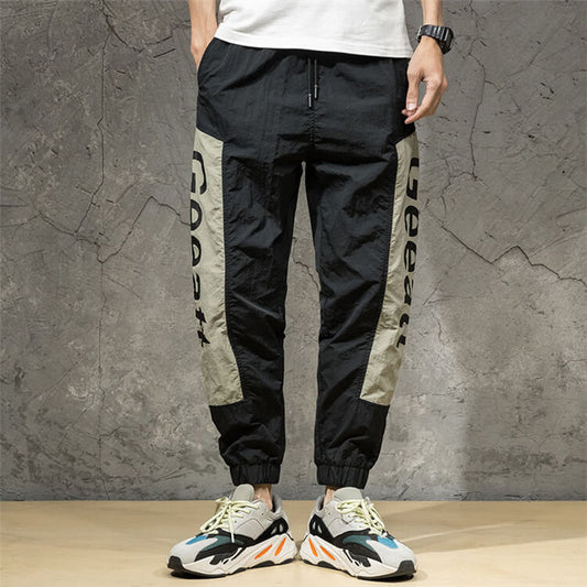 Wholesale S-3XL Men Creative Letter Printed Color Blocking Jogger Pants