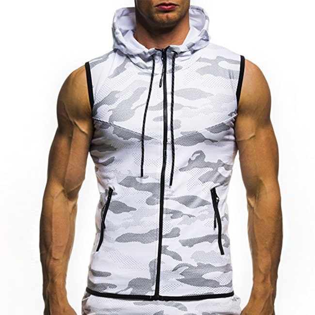 Wholesale M-3XL Men Casual Camouflage Printing Hooded Tank