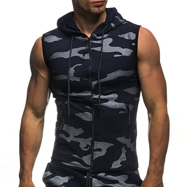 Wholesale M-3XL Men Casual Camouflage Printing Hooded Tank