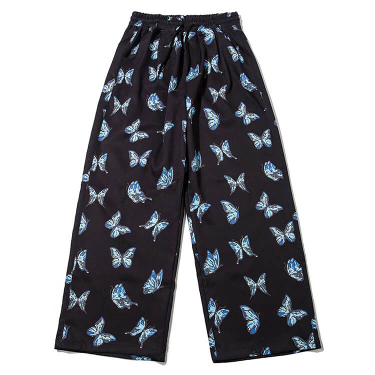 Wholesale S-2XL Men Fashion Butterfly Printed Loose Wide Leg Trousers