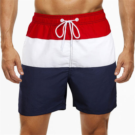 Wholesale M-3XL Men Fashion Color Blocking Patchwork Loose Beach Shorts