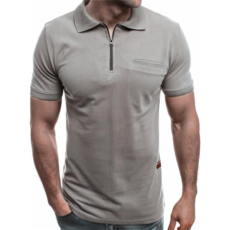 Wholesale S-3XL Men Fashion Zipper Lapel Loose Polo Shirt