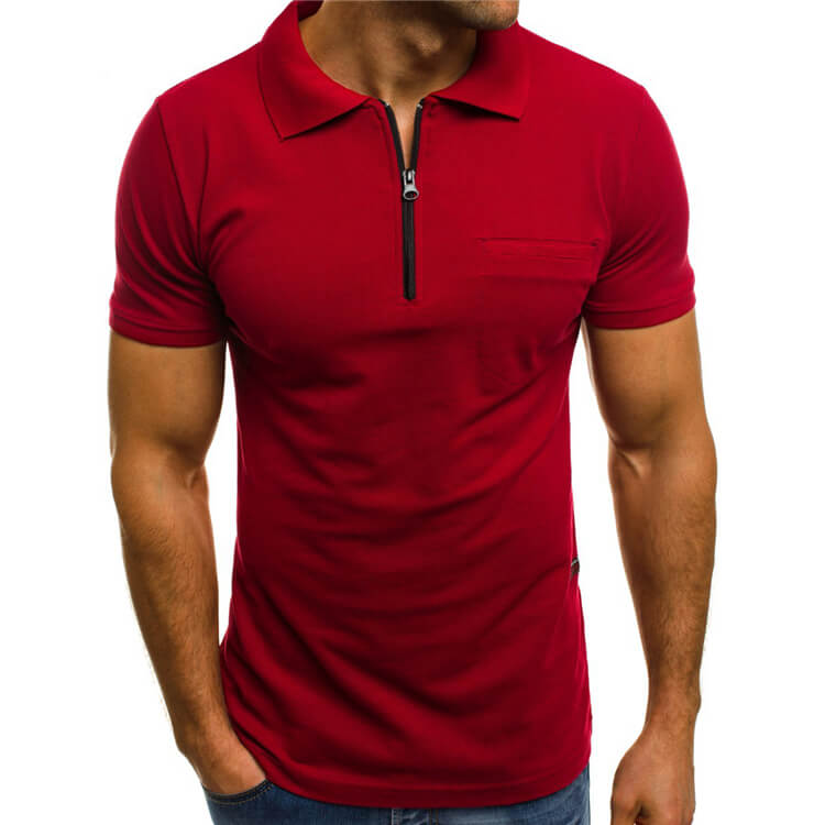 Wholesale S-3XL Men Fashion Zipper Lapel Loose Polo Shirt