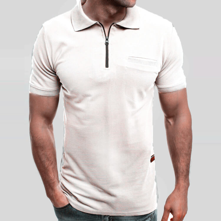 Wholesale S-3XL Men Fashion Zipper Lapel Loose Polo Shirt