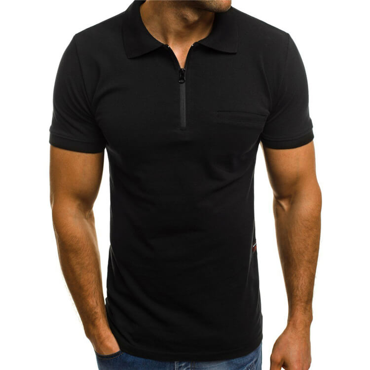 Wholesale S-3XL Men Fashion Zipper Lapel Loose Polo Shirt