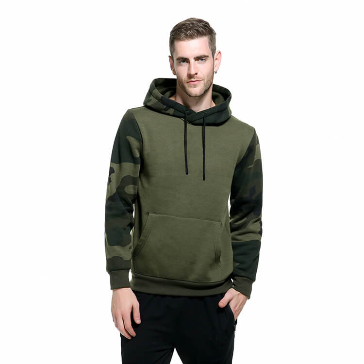 Wholesale S-2XL Men Casual Camouflage Print Patchwork Long Sleeve Hoodie