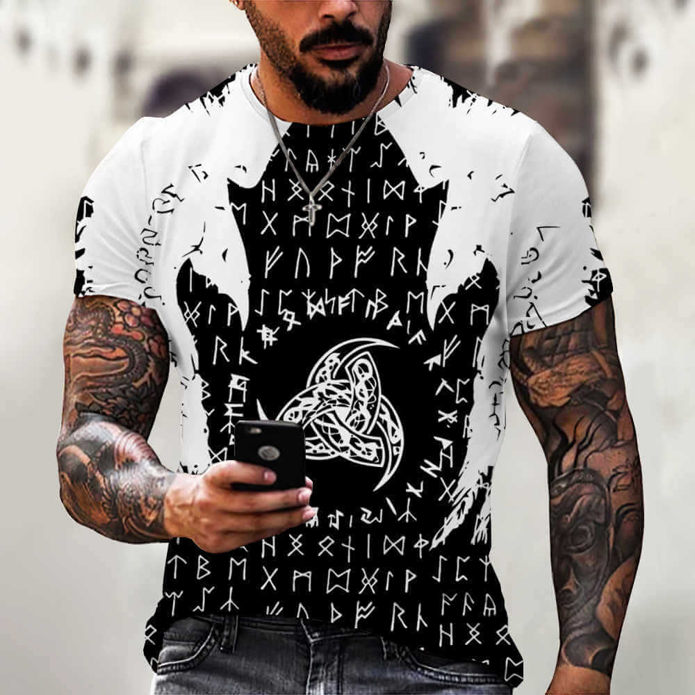 Wholesale 2XS-6XL Men Creative Graphic Printing Loose Round Neck T-shirt