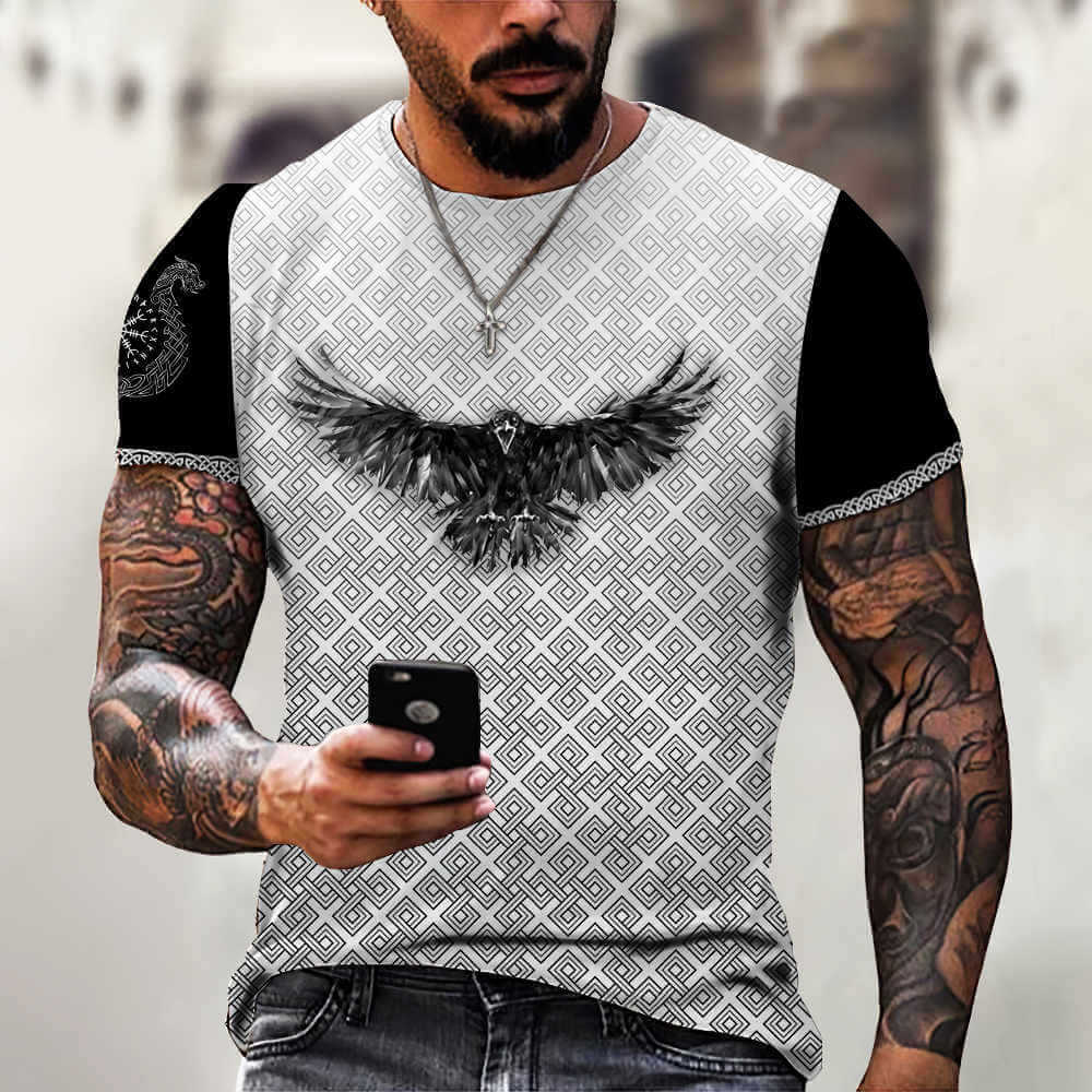 Wholesale 2XS-6XL Men Creative Graphic Printing Loose Round Neck T-shirt