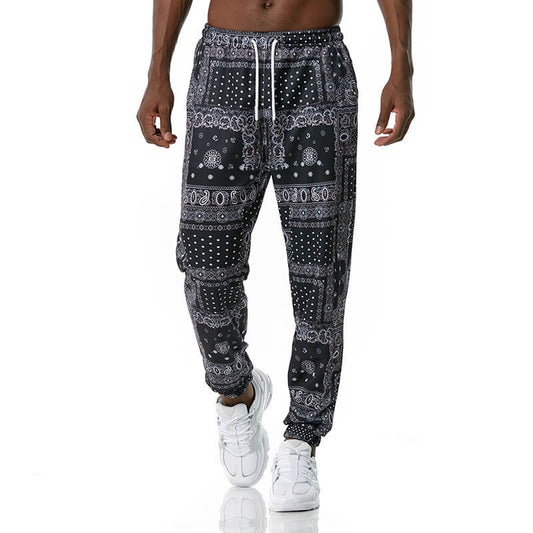 Wholesale S-3XL Men Casual Paisley Printed Drawstring Waist Pants