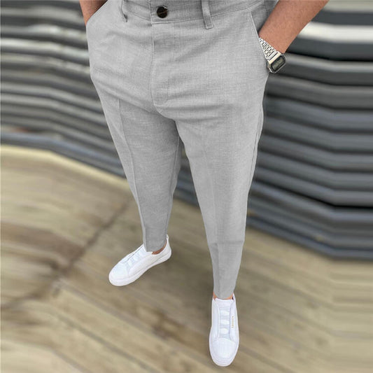 Wholesale S-3XL Men Fashion Solid Color Slight Elasticity Pants