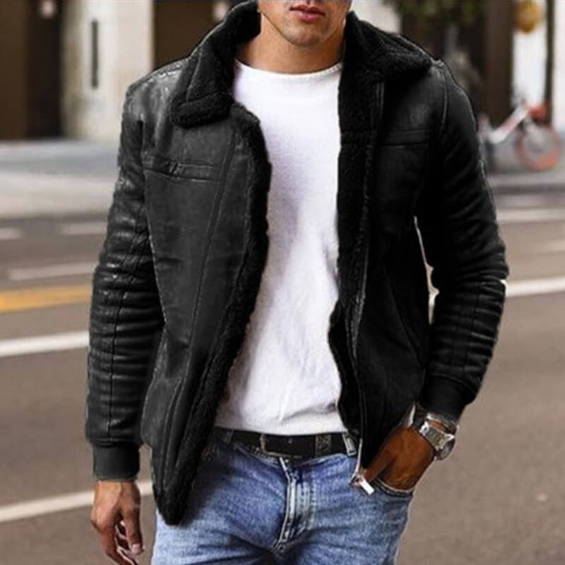 Wholesale M-4XL Men Lapel Solid Color Zipper Design Coats