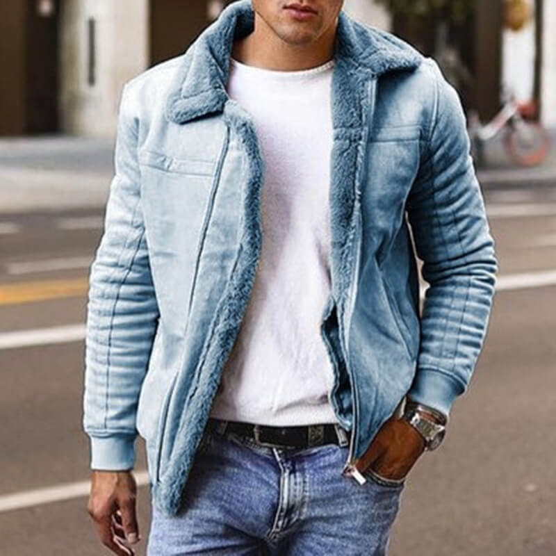 Wholesale M-4XL Men Lapel Solid Color Zipper Design Coats