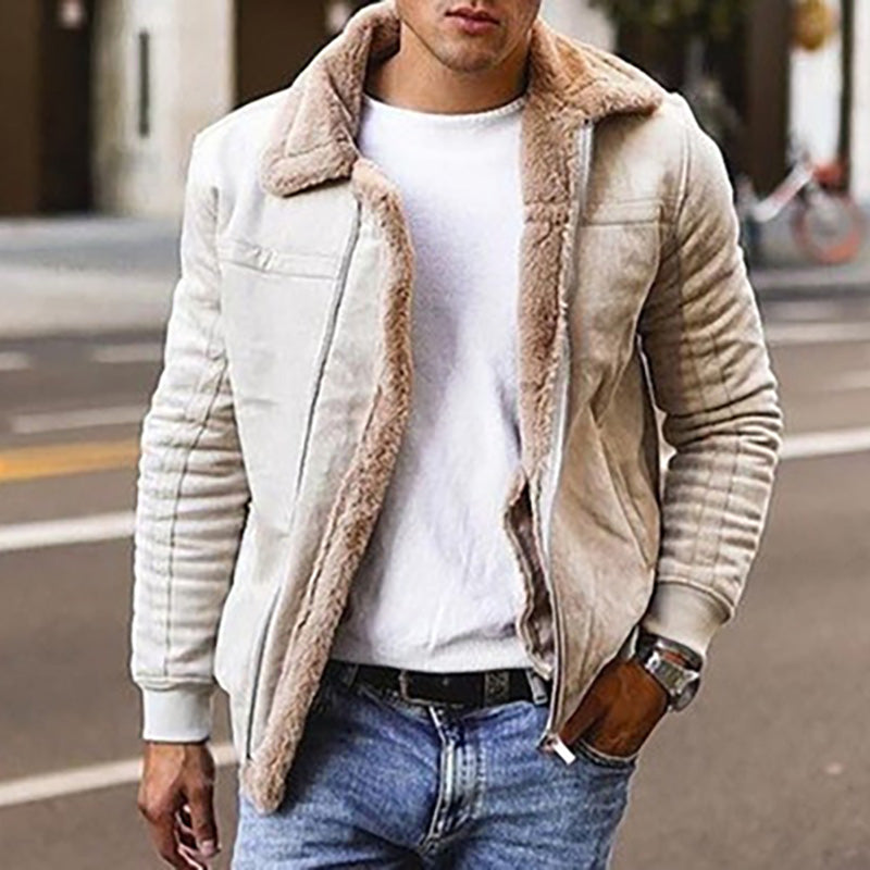 Wholesale M-4XL Men Lapel Solid Color Zipper Design Coats