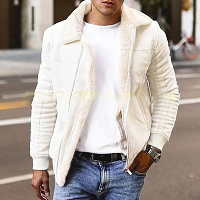 Wholesale M-4XL Men Lapel Solid Color Zipper Design Coats