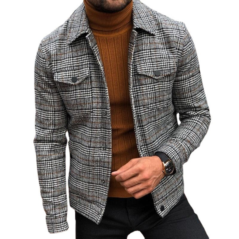 Wholesale S-3XL Men Fashion Lapel Plaid Coat