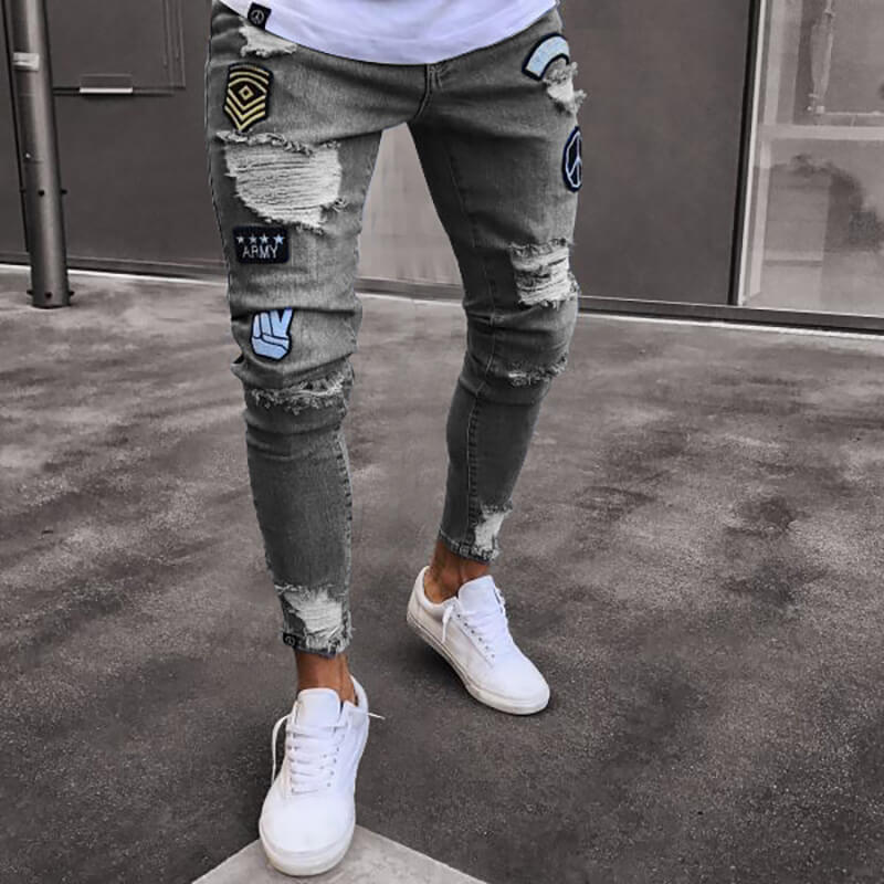 Wholesale S-4XL Men Fashion Hole Design Jeans