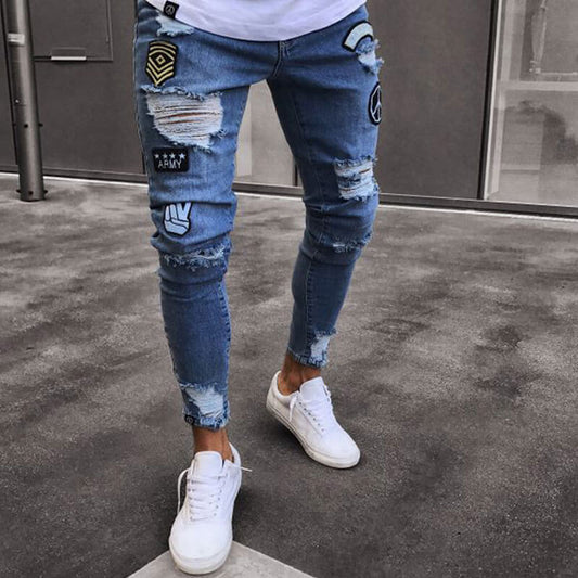 Wholesale S-4XL Men Fashion Hole Design Jeans