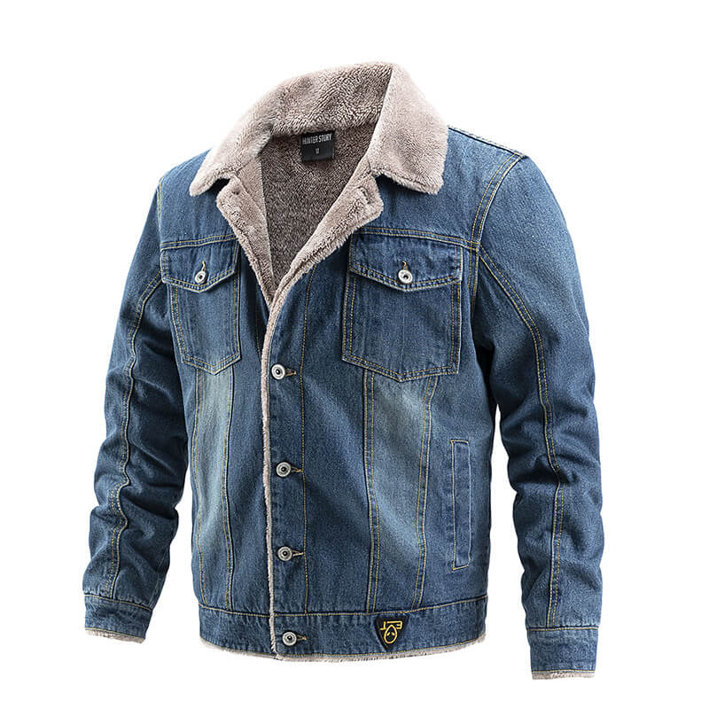 Wholesale M-3XL Men Fashion Fleece-lined Denim Jacket