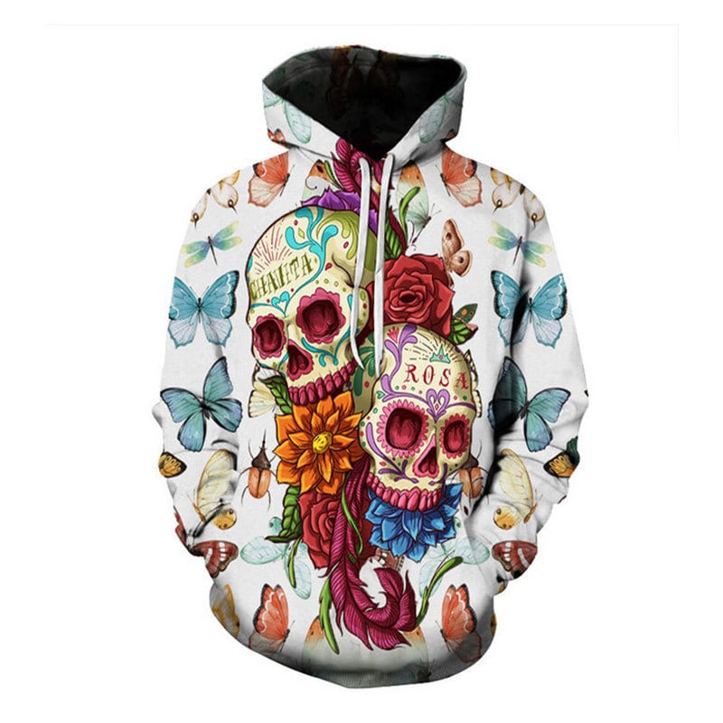 Wholesale S-6XL Men Fashion Skull Printed Hoodie