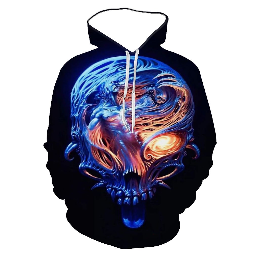 Wholesale S-6XL Men Fashion Skull Printed Hoodie