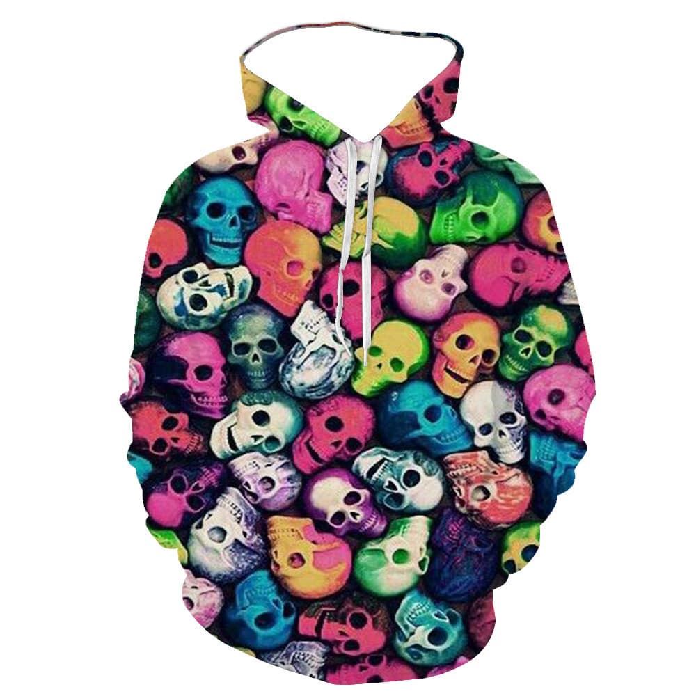 Wholesale S-6XL Men Fashion Skull Printed Hoodie