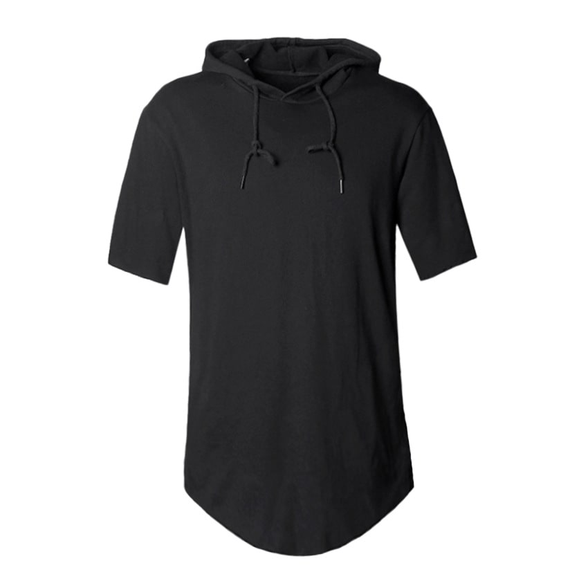 Wholesale S-2XL Men Casual Short-sleeved Solid Color Hooded T-shirt