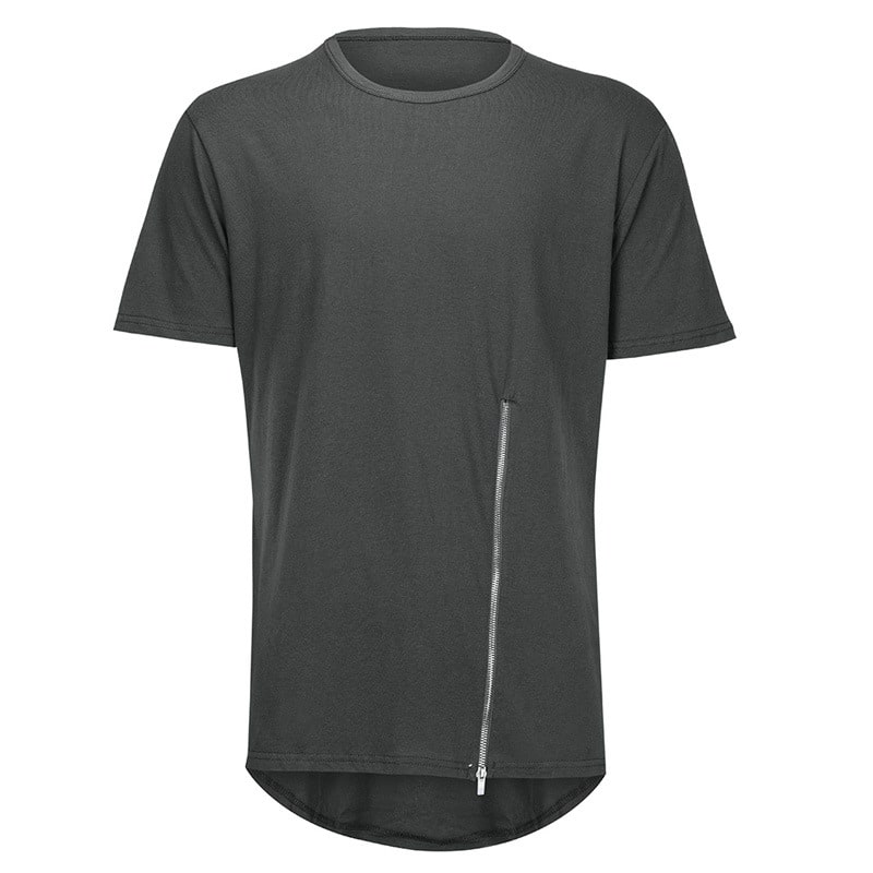 Wholesale S-2XL Men Casual Short-sleeved Round Neck Front Zipper Design T-shirt